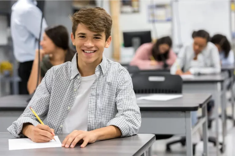High School Student at desk