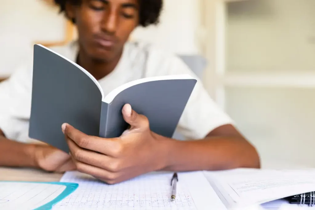 student reading a book