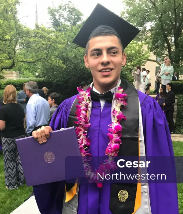 HelloCollege student Cesar at Northwestern University graduation