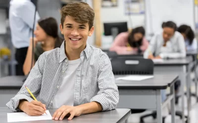 High School Student at desk
