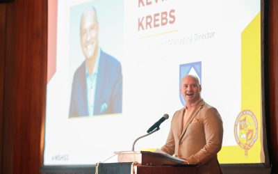 Kevin Krebs speaking at NSHSS College Fair